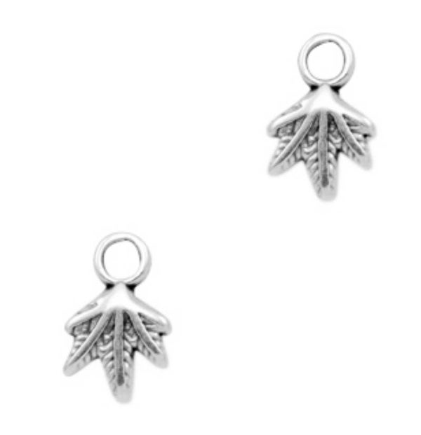 DQ metaal bedel leaf zilver 12x8mm