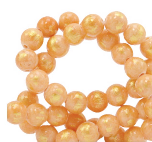 4mm natuursteen kralen Jade orange Gold