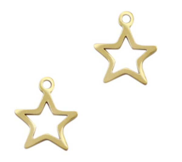 Stainless steel bedel star Gold 15x13mm