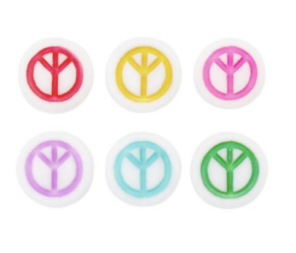 Letter kralen Peace teken multicolor white