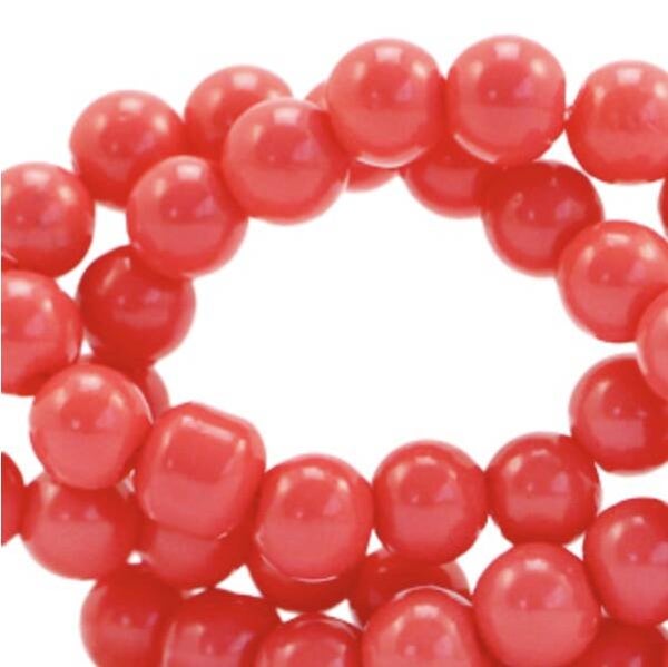 Glaskralen 4 mm opaque Coral red