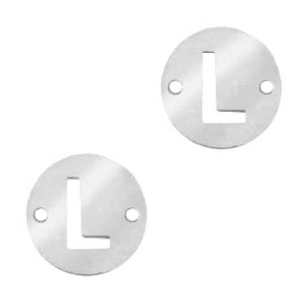 Stainless steel initial coin 10mm L zilver