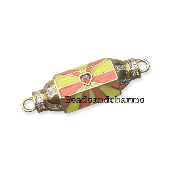 Message bead 2 ogen Zirkonia Yellow - Orange / Gold