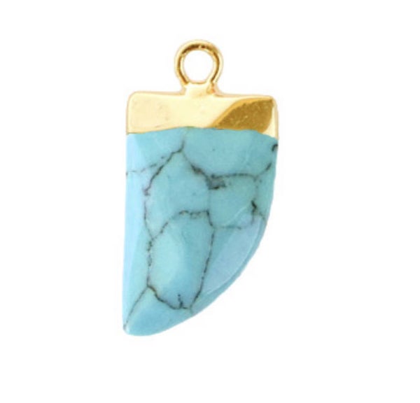 Natuursteen hanger tooth turqoise green