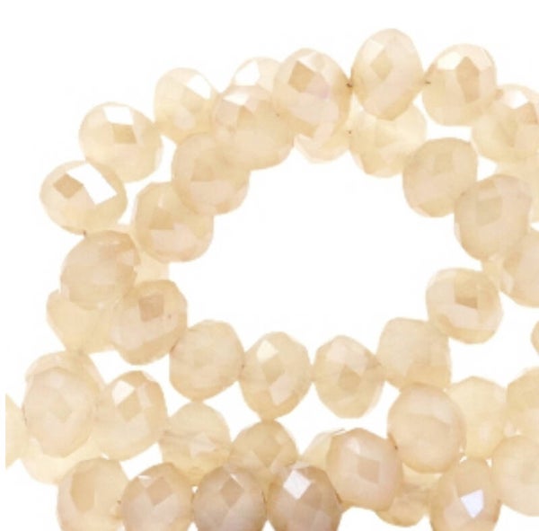 Facet kralen 8x6mm Light rose cream top shine coating