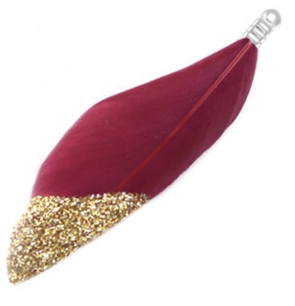 Veertje glitter goud cherise pink 