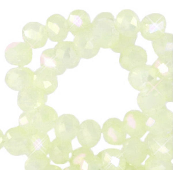Facet kralen 6x4mm top quality disc off white A - B pearl shine coating