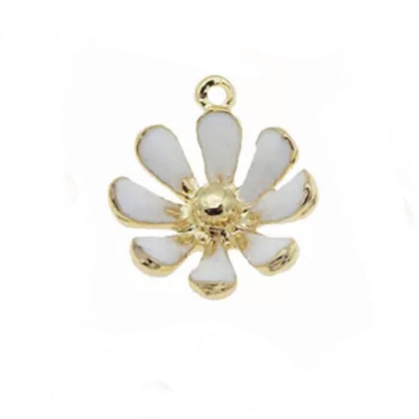 Bedel emaille Gold - White flower
