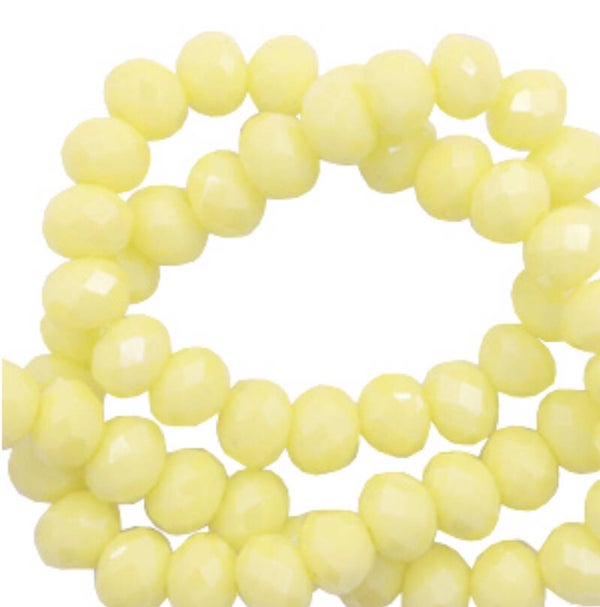 Facet kralen 4x3mm Sunshine yellow - pearl shine coating