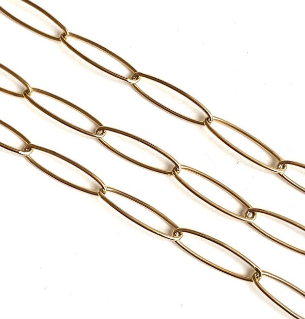 Stainless steel jasseron ovaal grove schakel Goud 6x20mm