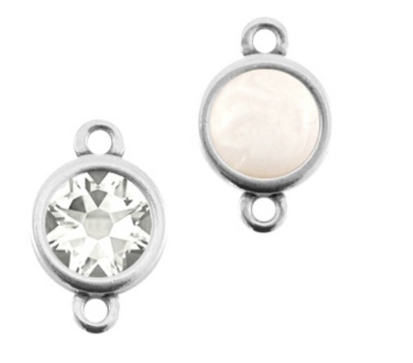 DQ settings metaal 2 ogen zilver voor flatback ss34