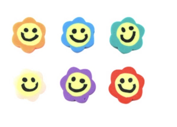 Polymeer kralen multicolor smiley bloem 10mm