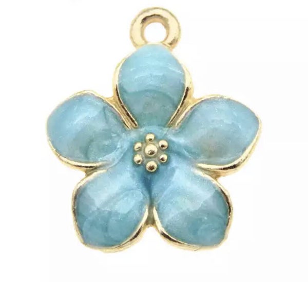 Bedel flower emaille Gold - blue