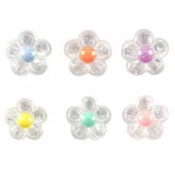Acryl kralen flower multicolor transparent