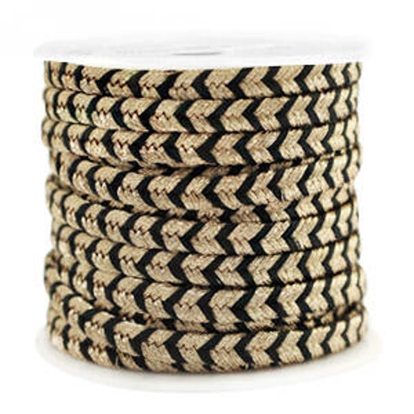 Gevlochten macrame draad 4mm Gold - Black