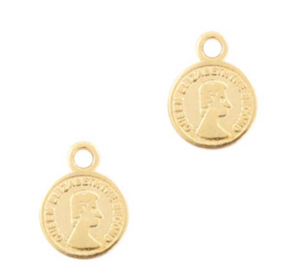 DQ muntje goud. 11x8 mm