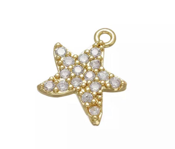Zirkonia bedel zeester Gold - white