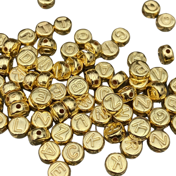 Letter kralen gold metallic 7mm
