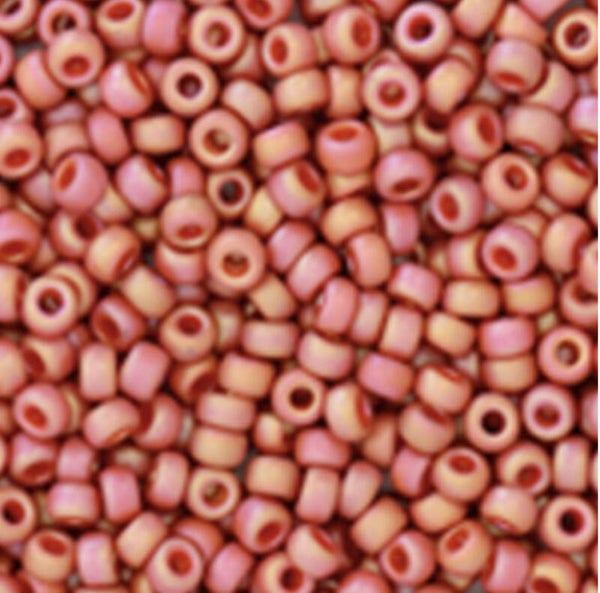 Miyuki rocailles 3mm Opaque glazed frosted rainbow cardinal red 8-4695