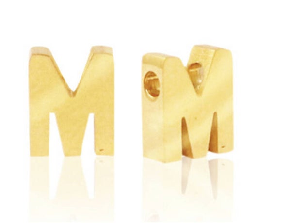 Stainless steel kraal / Hanger Letter M Goud