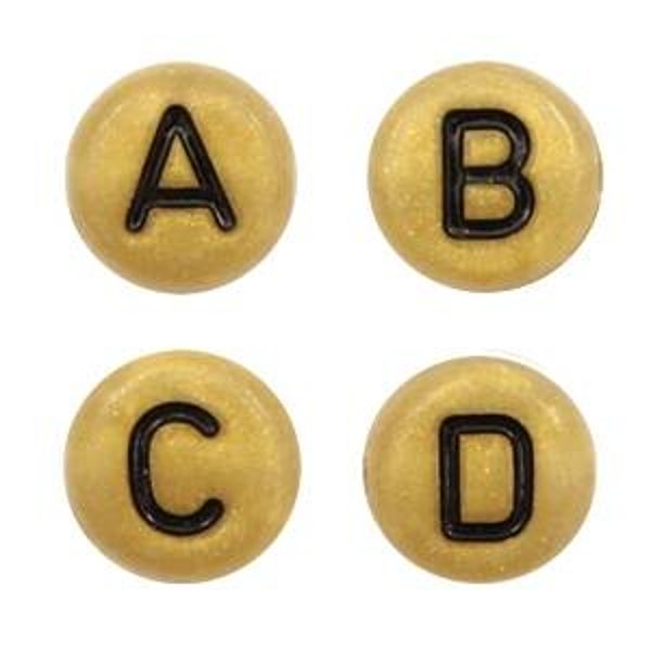 Acryl letterkralen mix Gold - Black 50 stuks 7mm