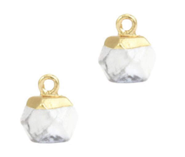 Natuursteen hanger hexagon marble white - Gold