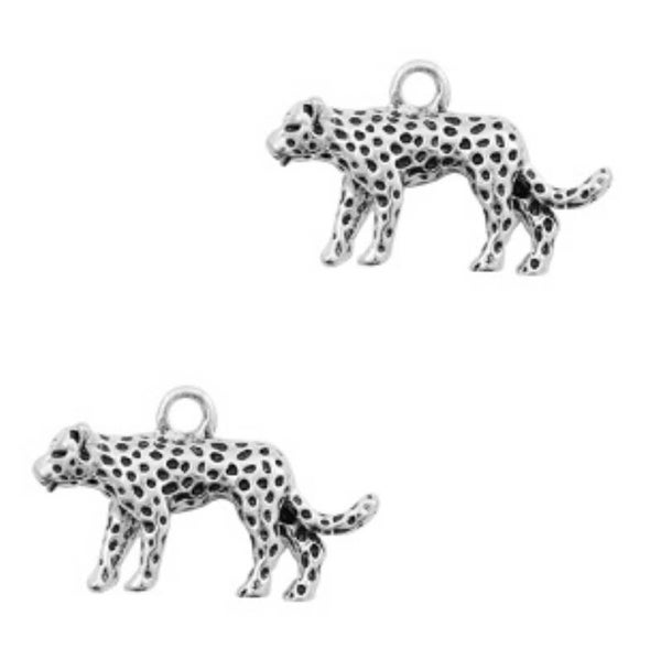 Metaal bedel tijger zilver nikkelvrij