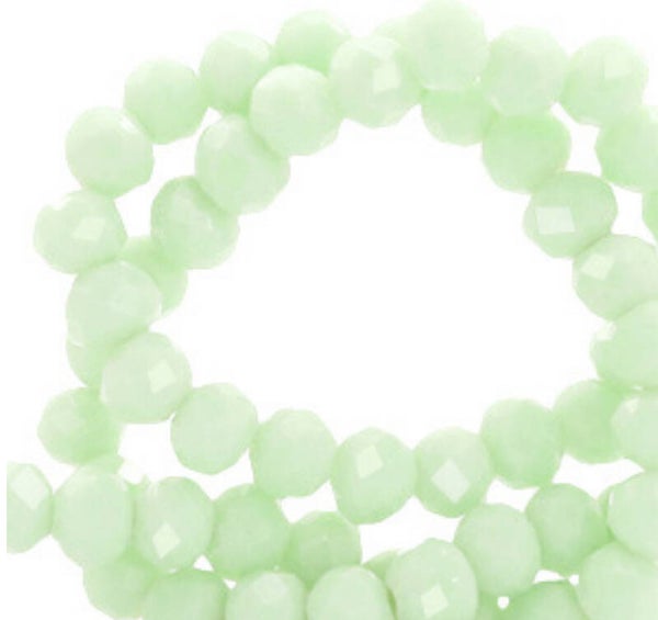 Facet kralen 6x4mm mint green pearl shine coating