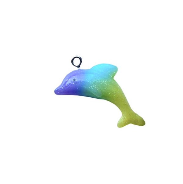 Bedel / hanger Acryl Dolfijn purple / blue / yellow