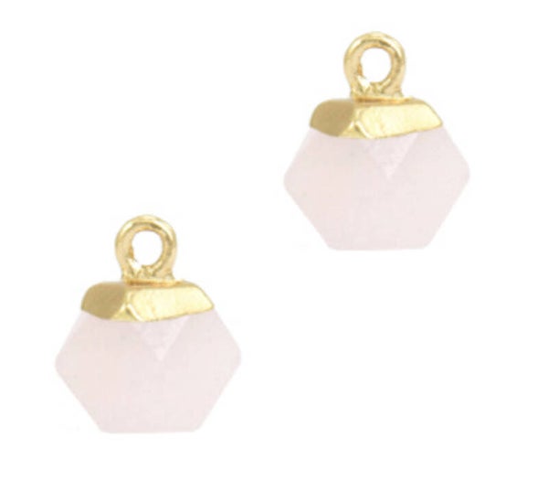 Natuursteen hanger hexagon icy pink - Gold