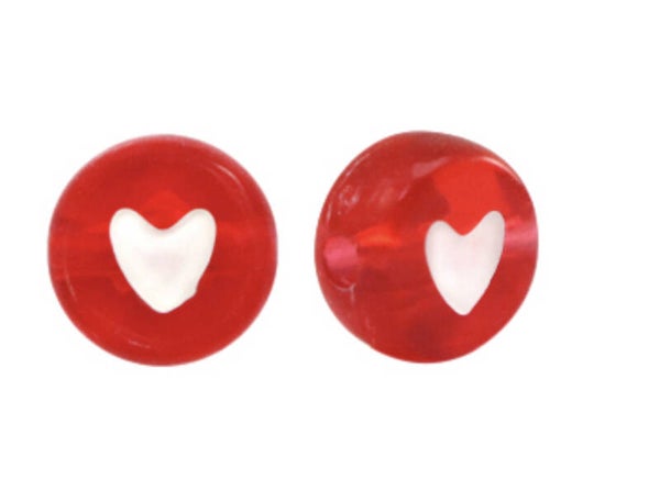 Letterkralen acryl hartje rood