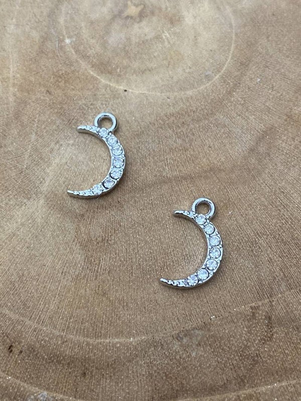 Bedel / hanger shiny moon zilver