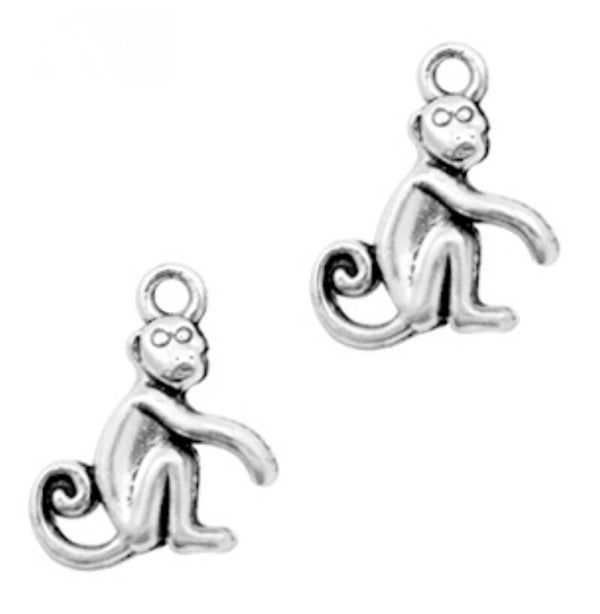 metaal bedel monkey Antiek zilver (nikkelvrij)