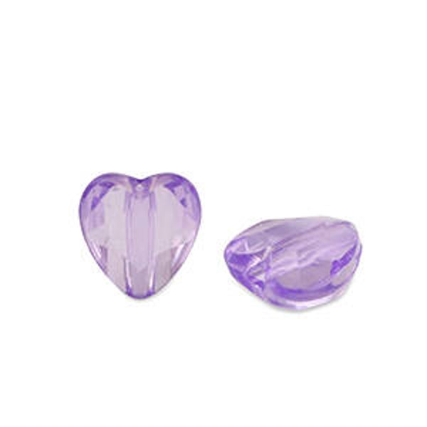 Acryl kralen heart purper transparent