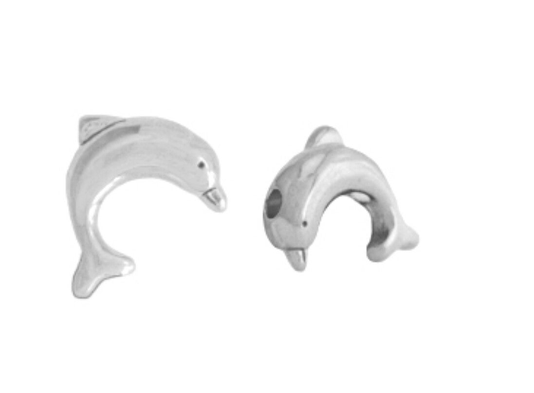 DQ metaal kraal Dolfijn antiek zilver