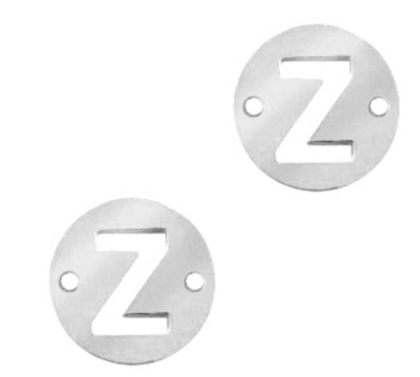 Stainless steel initial coin 10mm Z zilver