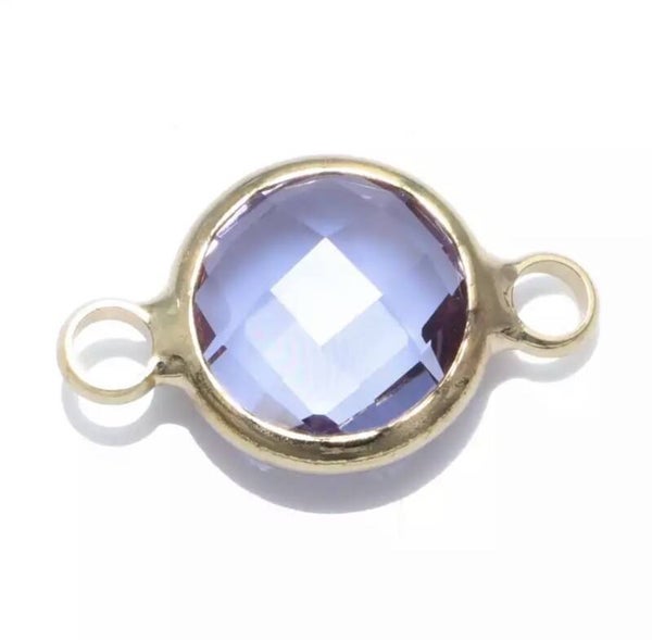 Glas facet tussenstuk Gold - Purple