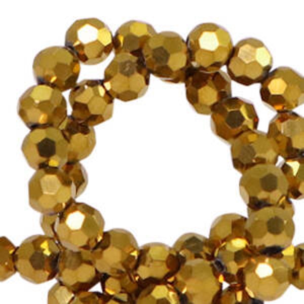 Facet kralen 4mm gold metallic pearl shine coating