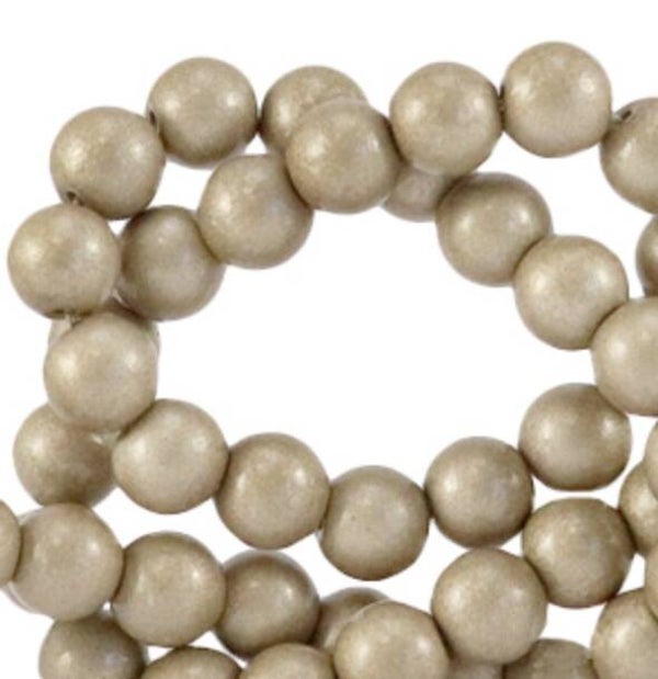 Glaskralen 4 mm opaque Champagne grey metallic