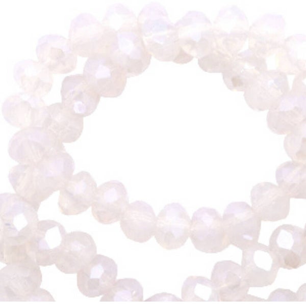 Facet kralen 4x3mm Sand rose opal pearl shine coating