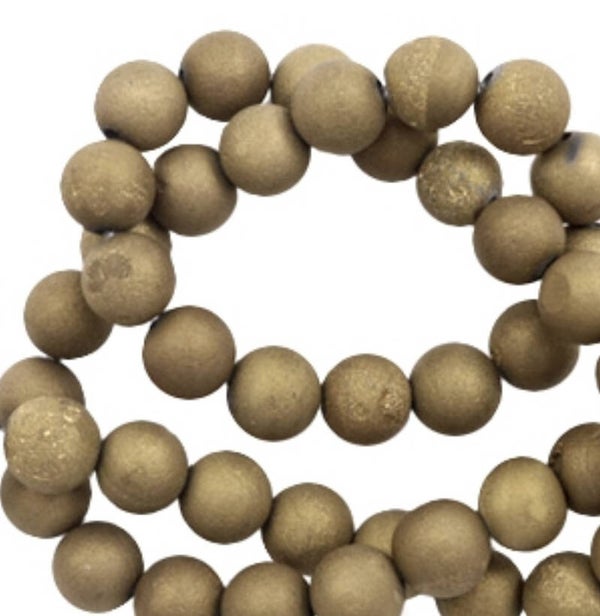 6mm natuursteen kralen agaat antique gold metallic