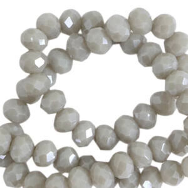 Facet kralen 4x3 mm cloudy grey pearl shine coating
