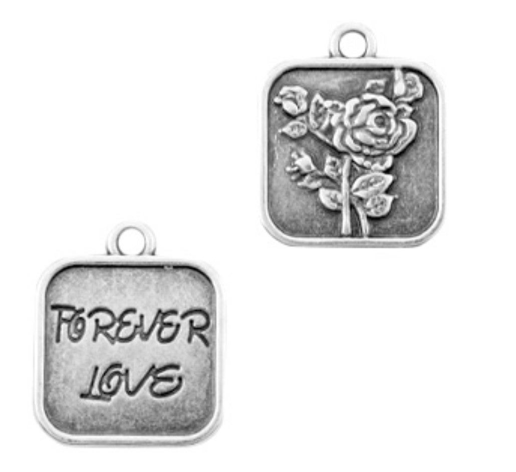 DQ bedel  Roos & Forever Love zilver 19x16mm