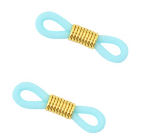 Brillen koord eindje light blue-gold