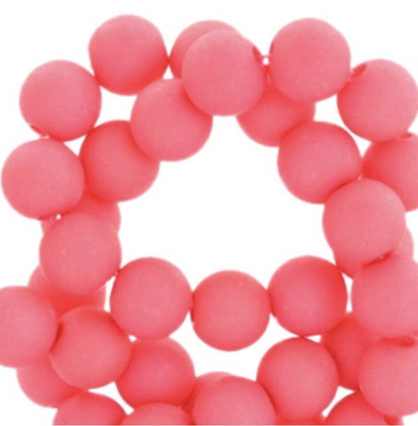 6mm Acryl kralen matt Hot coral pink