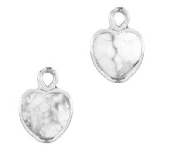 Natuursteen hanger hart marble white - silver