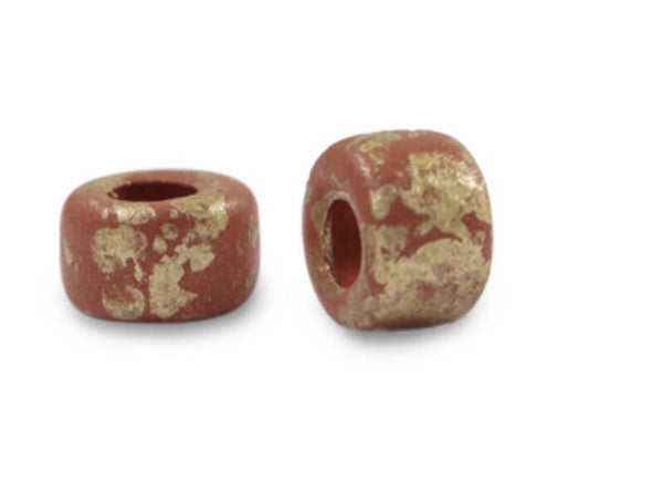 Keramiek kralen DQ Gold spot 9mm Brick Red