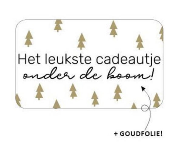 Sticker / wensetiket “het leukste cadeautje onder de boom “ 5 stuks.