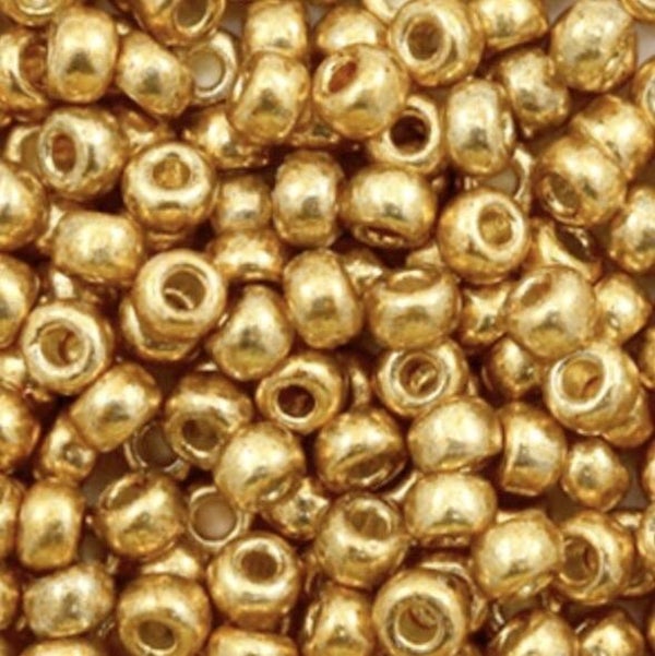 Miyuki 6/0 rocailles Duracoat galvanized yellow gold 6-4203