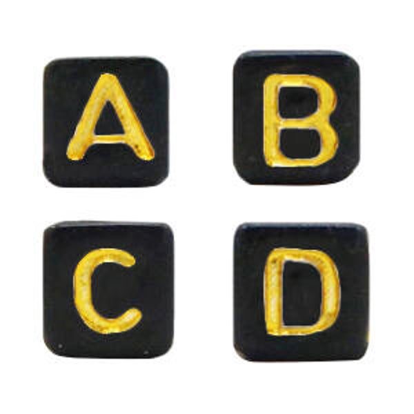 Acryl letterkralen mix Zwart - Goud 5x5mm